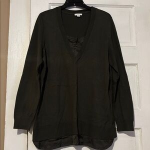 J. Jill Olive V-Neck Women's Sweater